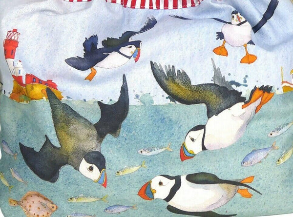 Diving Puffins - Emma Ball - Drawstring Bag