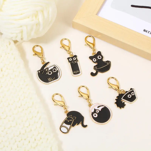 Premium Stitch Markers - Black Cats