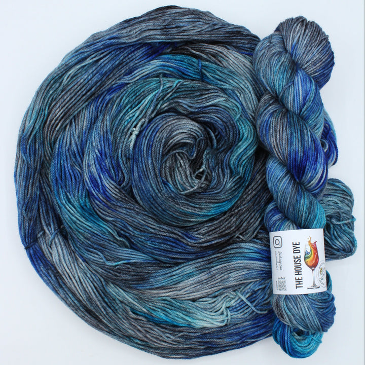 Handdyed Merino Yarn Blue Black