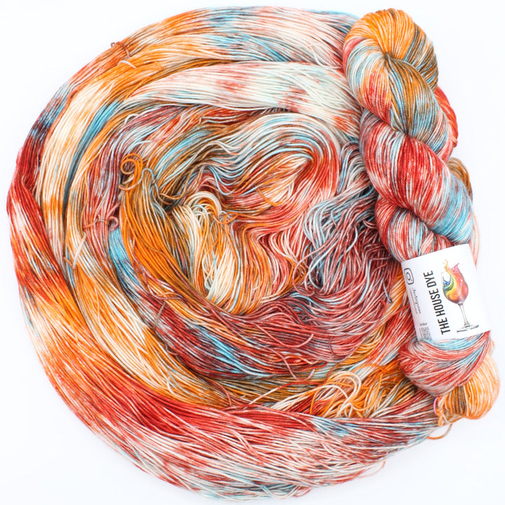 handdyed yarn merino 4ply blue red orange