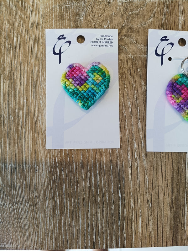 Keyring - Needlepoint Hearts - Remembering Spring