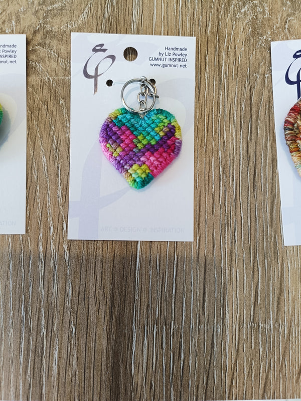 Keyring - Needlepoint Hearts - Remembering Spring