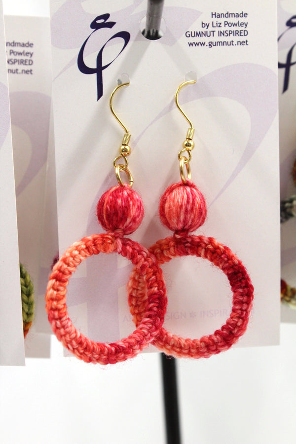 Earrings - Crochet Hoops - OOAK