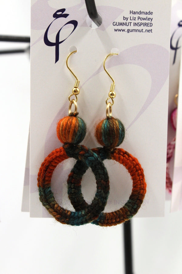 Earrings - Crochet Hoops - Kingfisher