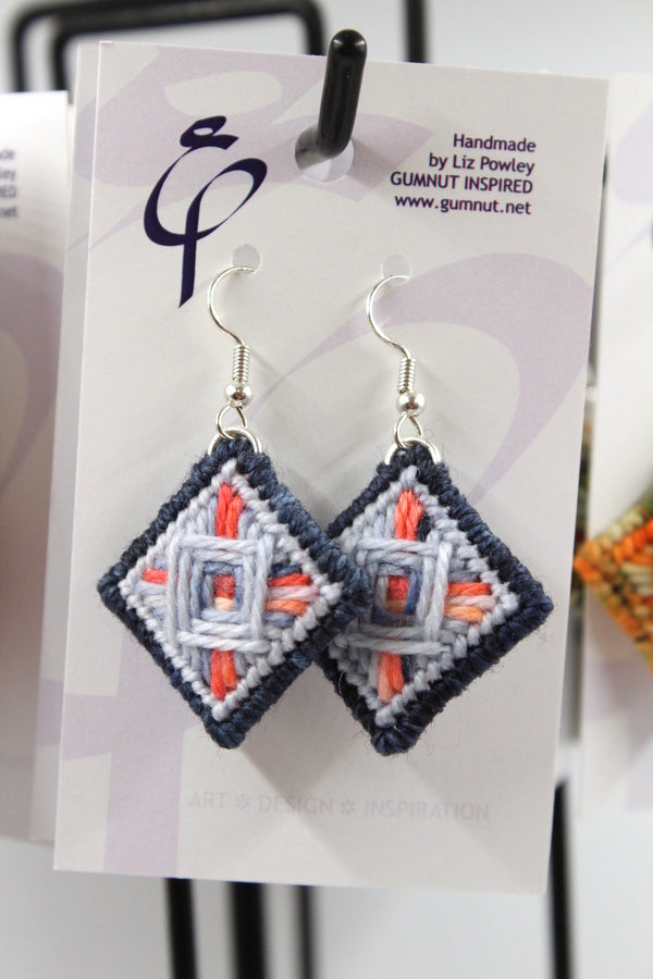 Earrings - Needlepoint - Stonewash Joy