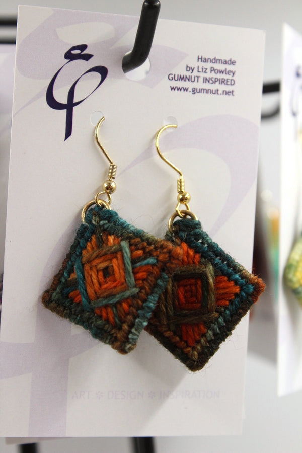 Earrings - Needlepoint - Kingfisher