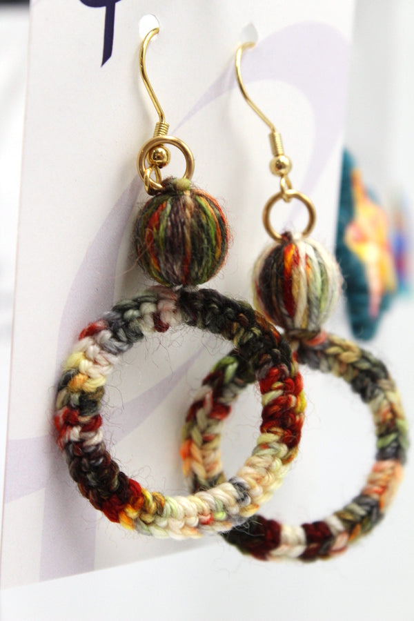 Earrings - Crochet Hoops - Rust Bucket