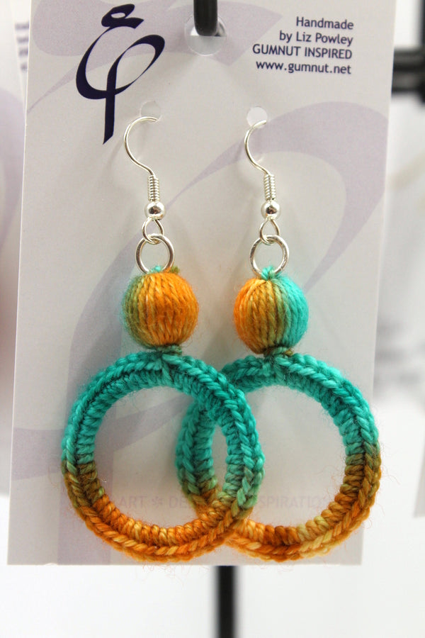 Earrings - Crochet Hoops - Mouldy Mandarin