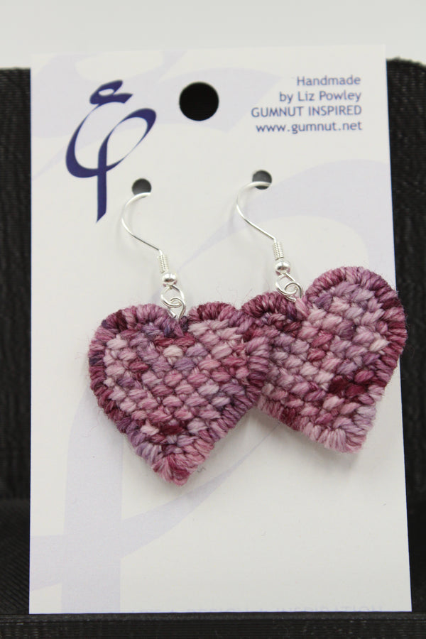 Earrings - Needlepoint - Dovedale Hearts