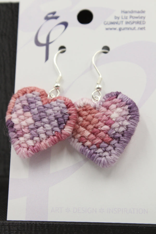 Earrings - Needlepoint - Dovedale Hearts