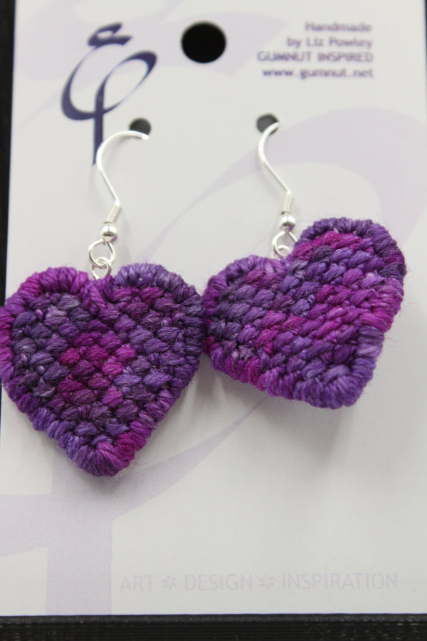 Earrings - Needlepoint - Dovedale Hearts