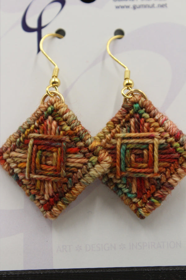 Earrings - Needlepoint - Skein Machine - Criss Cross Applesauce