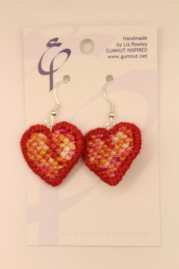 Earrings - Needlepoint Hearts - Tutti Fuitti