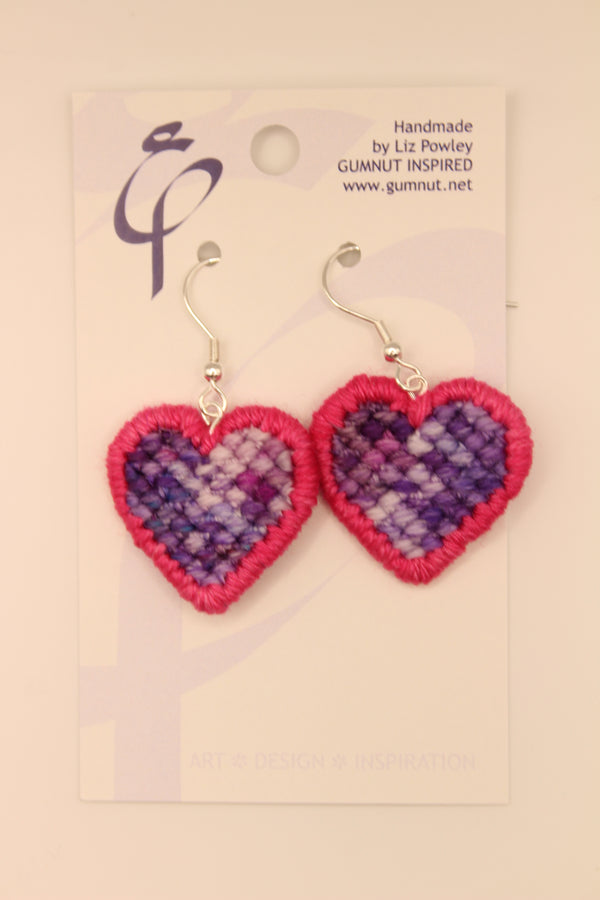 Earrings - Needlepoint Hearts - Dove Dale1