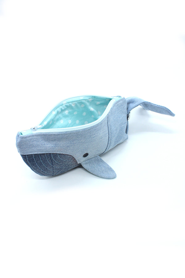 Whale Zip Pouch (Upcycled Jeans)