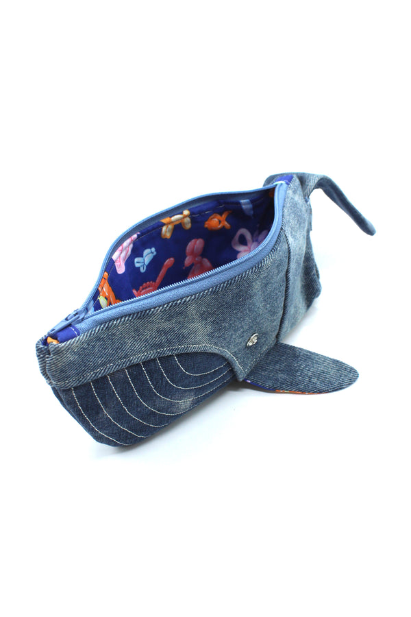 Whale Zip Pouch (Upcycled Jeans)