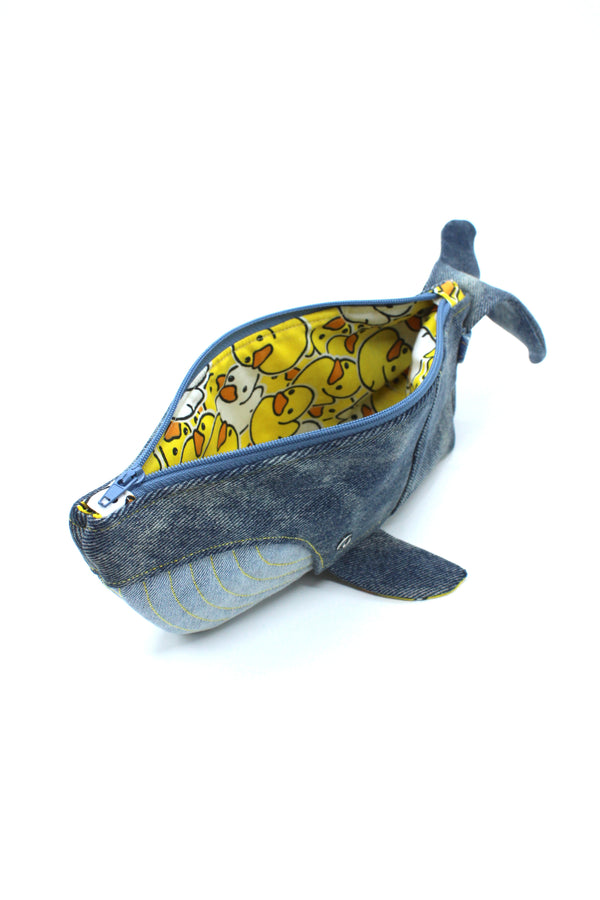 Whale Zip Pouch (Upcycled Jeans)