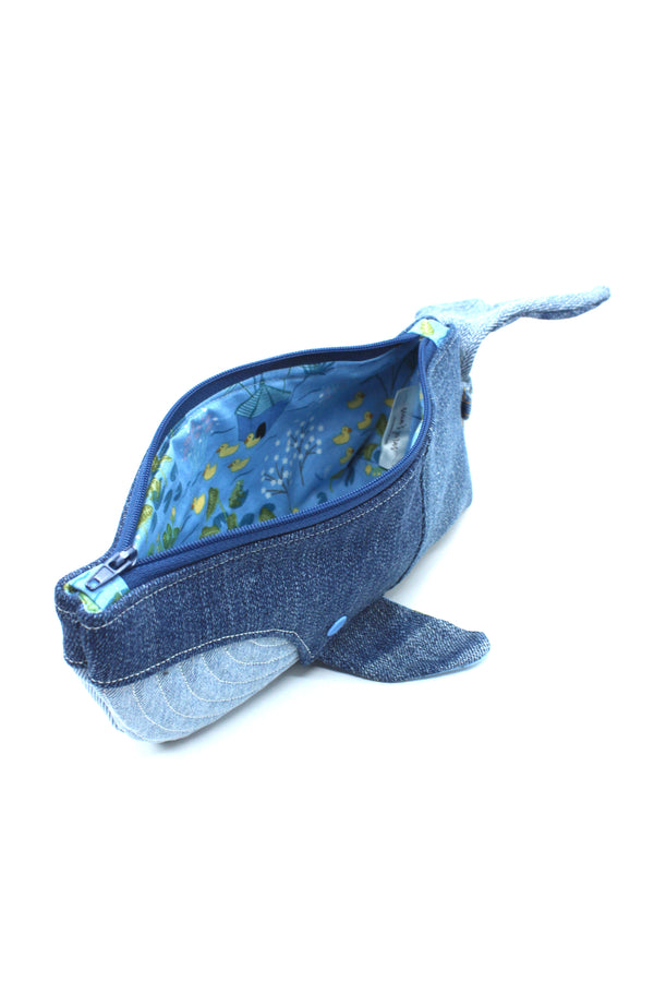 Whale Zip Pouch (Upcycled Jeans)