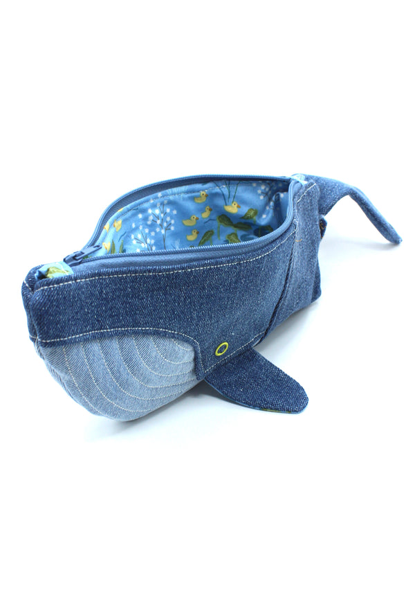 Whale Zip Pouch (Upcycled Jeans)