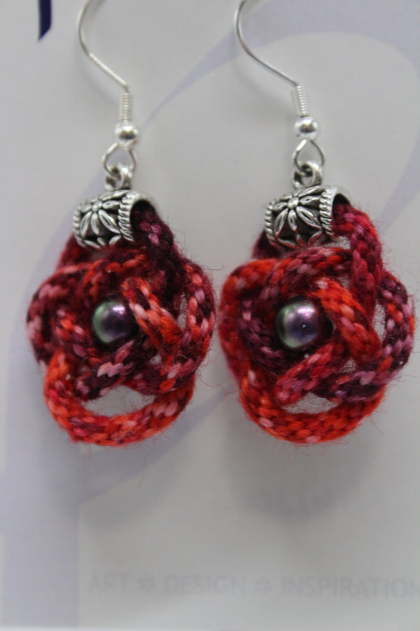 Earrings - Kumihimo Rope  - Hibiscus (J2333)