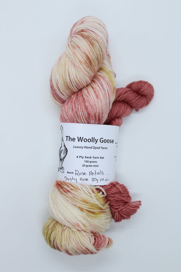 Goose's 4ply - Sock Yarn Set - Rose Petals + Dusty Rose