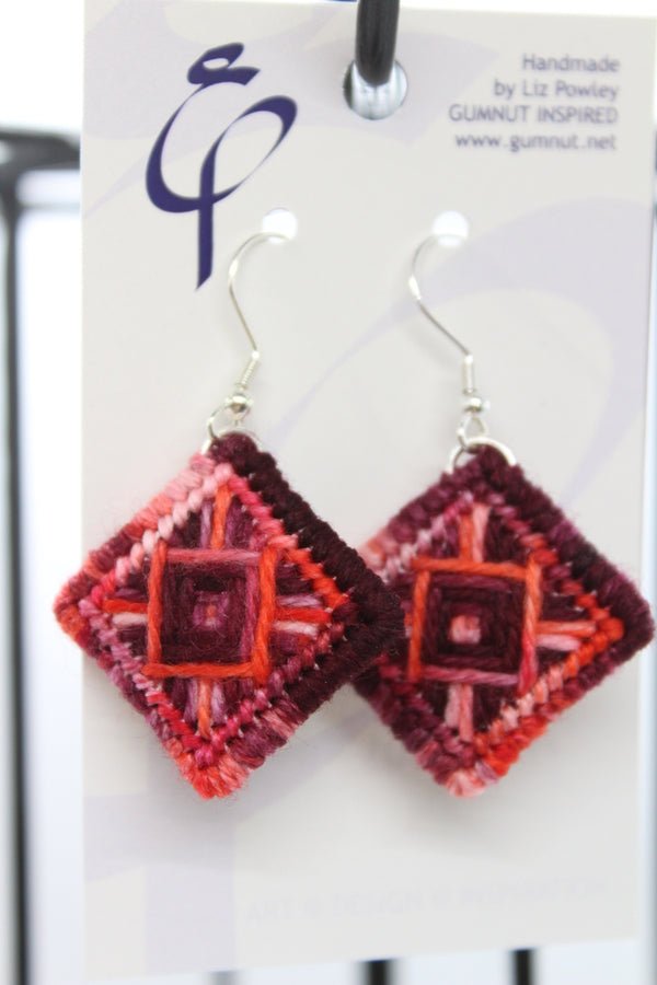 Earrings - Needlepoint  - Dove Dale hibiscus (J2341)