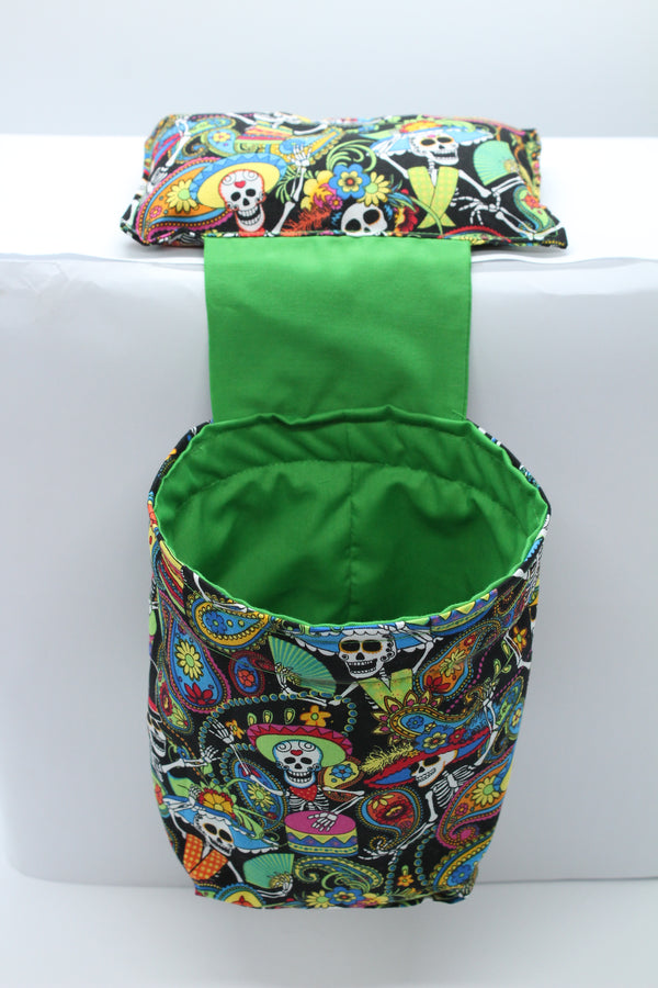 Handmade Pin Cushion & Thread Catcher - Sugar Skull Green
