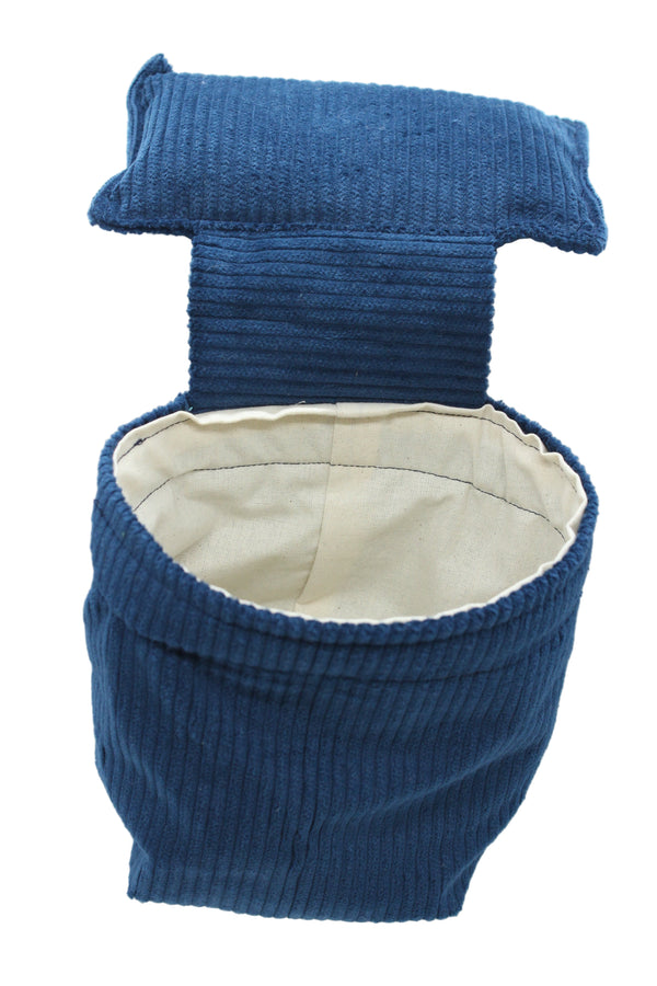 Handmade Pin Cushion & Thread Catcher - Corduroy - blue/white
