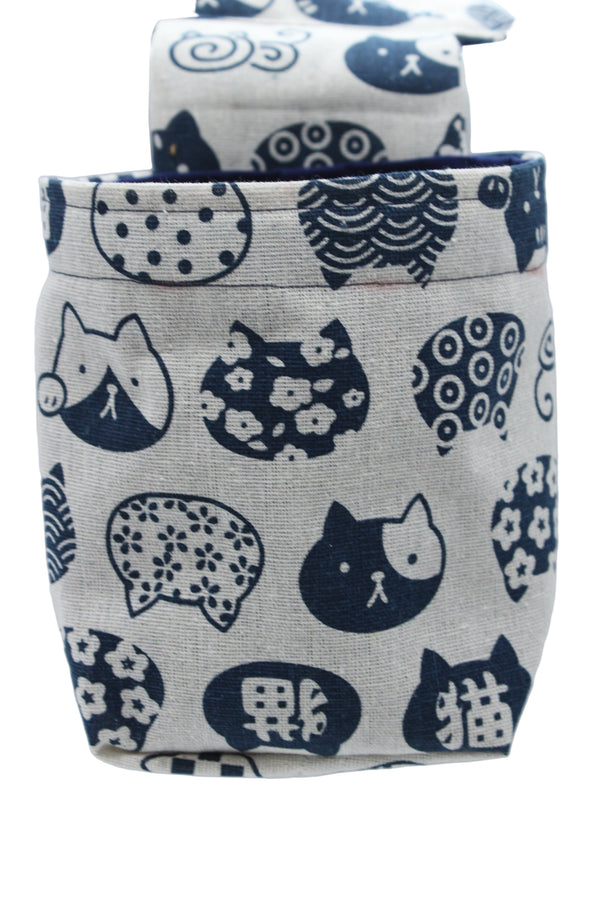 Handmade Pin Cushion & Thread Catcher - Cats Blue/White