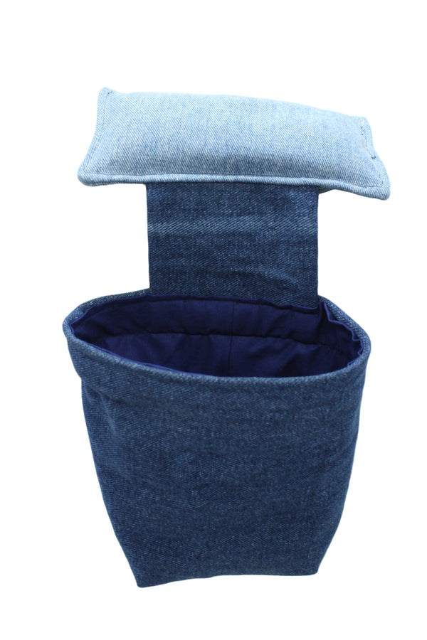 Handmade Pin Cushion & Thread Catcher - Denim - Blue