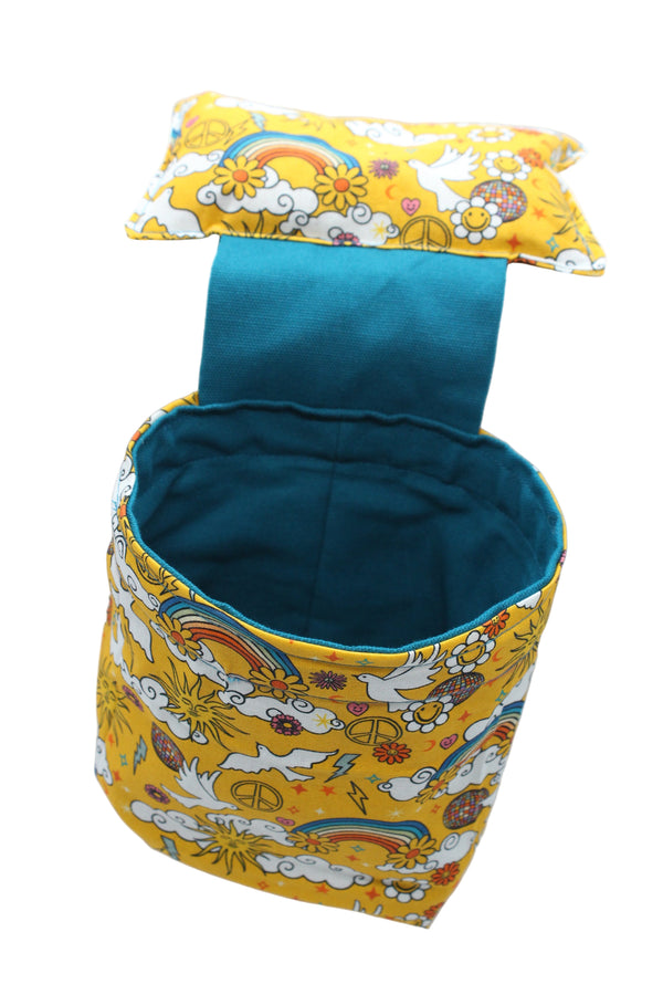 Handmade Pin Cushion & Thread Catcher - Doves / Yellow
