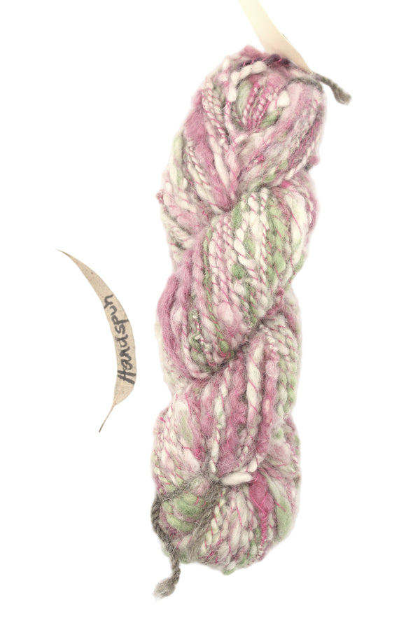 Kay's Handspun Yarn - (KHS004) White, Raspberry, Marine, Green, Pink