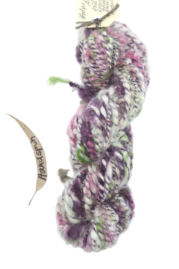 Kay's Handspun Yarn - (KHS001) White, Raspberry, Marine, Purple