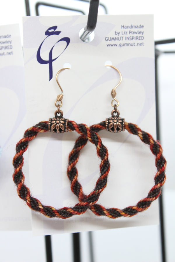 Kumihimo Hoop Earrings - The House Dye Scarab and Applesauce (J2352)