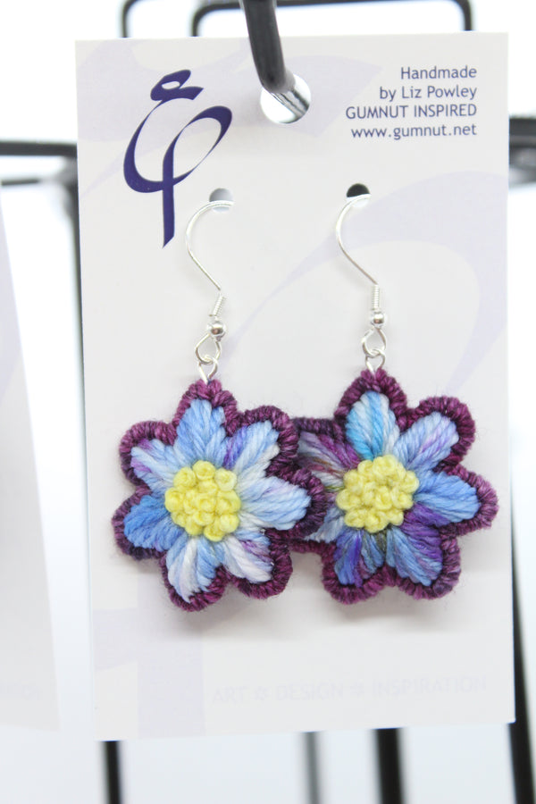 Needlepoint Flowers Earrings - Kathy's Fibres 'Aura' (J2354)