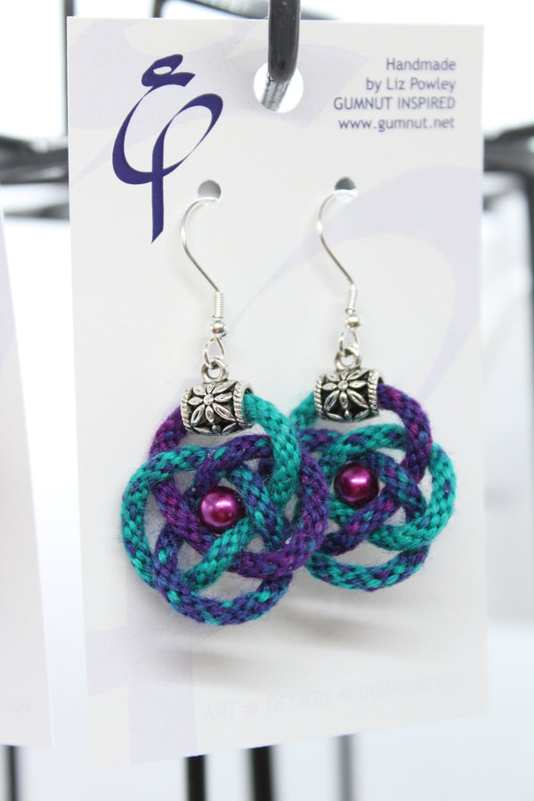 Earrings - Kumihimo Rope  - Dove Dale - zombie (J2357)