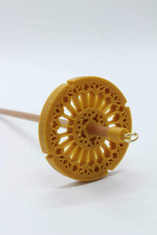 Rose WIndow - TOP Whorl Drop Spindle - LIGHT WEIGHT