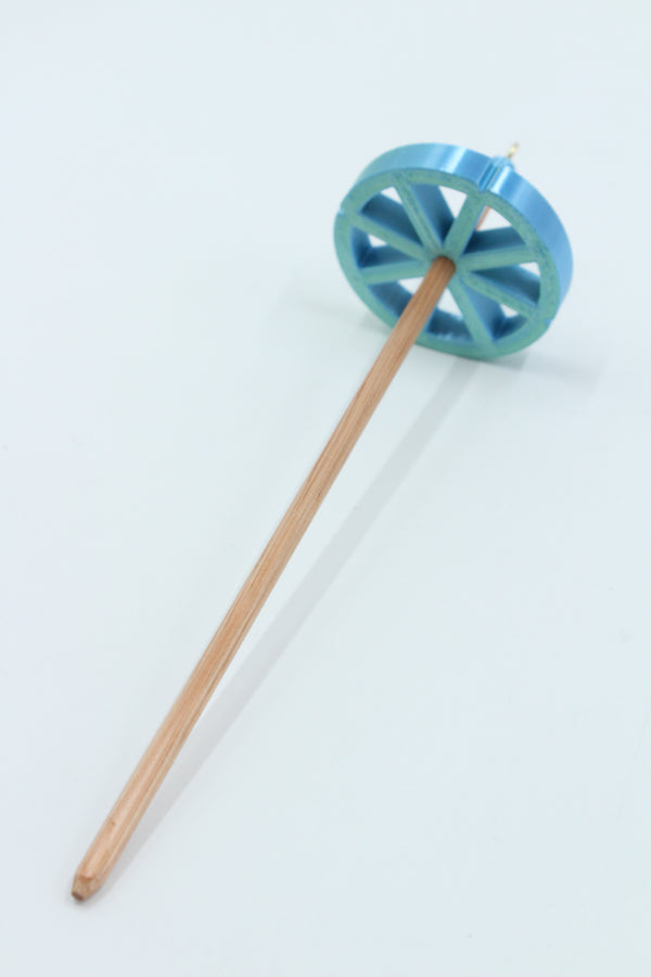 Wheel - TOP Whorl Drop Spindle - LIGHT WEIGHT - blue