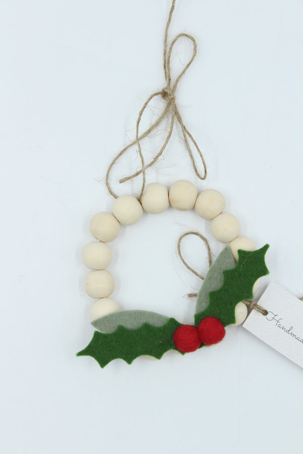 Felted Flowers - Small Holly Wreath