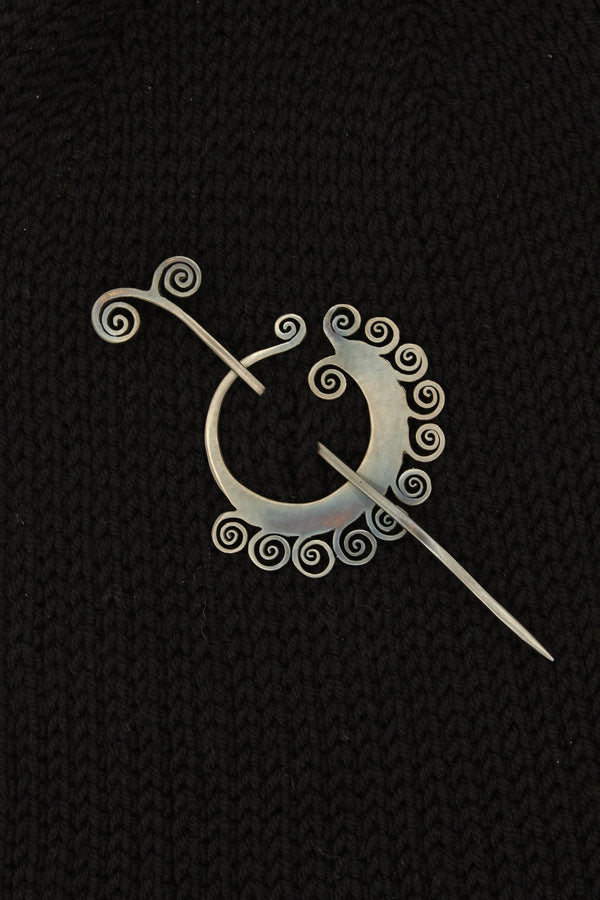 Shawl Pin - Black Coil