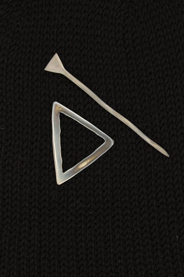 Shawl Pin - Black Triangle Mid-Century Modern