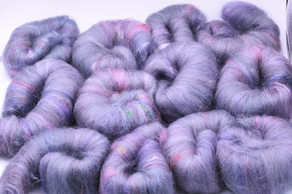 Rolag for Spinning - 50g - by Mandy - Purple and Grey
