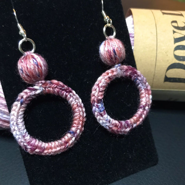 Earrings - Crochet Hoops - Purple Blush