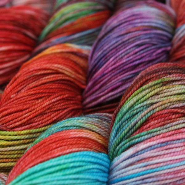 Handdyed Meirno Yarn Red Green Blue Yelllow Pink Orange