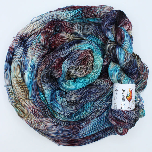 Handdyed yarn merino 4ply fingering blues purple brown