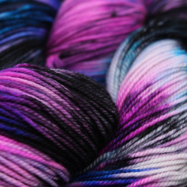 Handdyed Merino Yarn purple blue black green