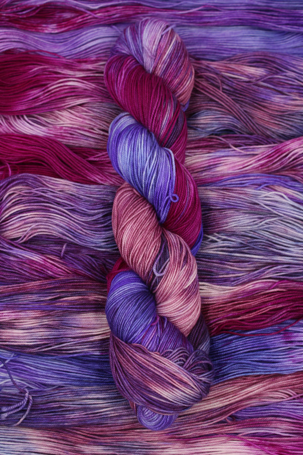 Purple people eater merino sock yarn from the skein machine