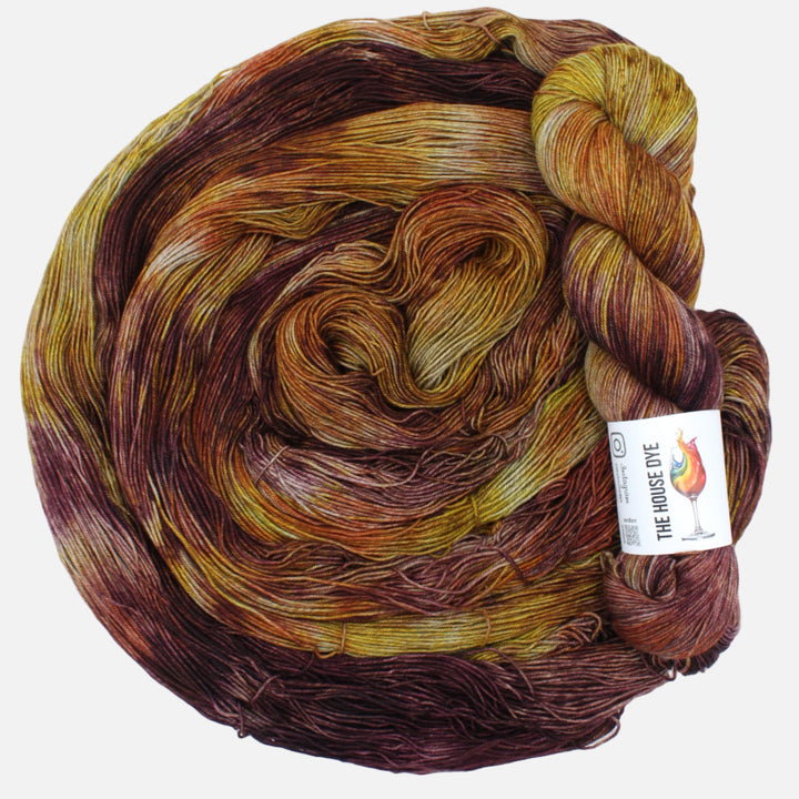Handdyed merino yak yarn yellow purple grey