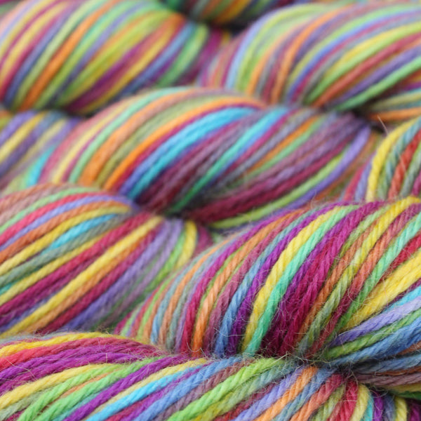 Handdyed Aplaca yarn green blue yello green