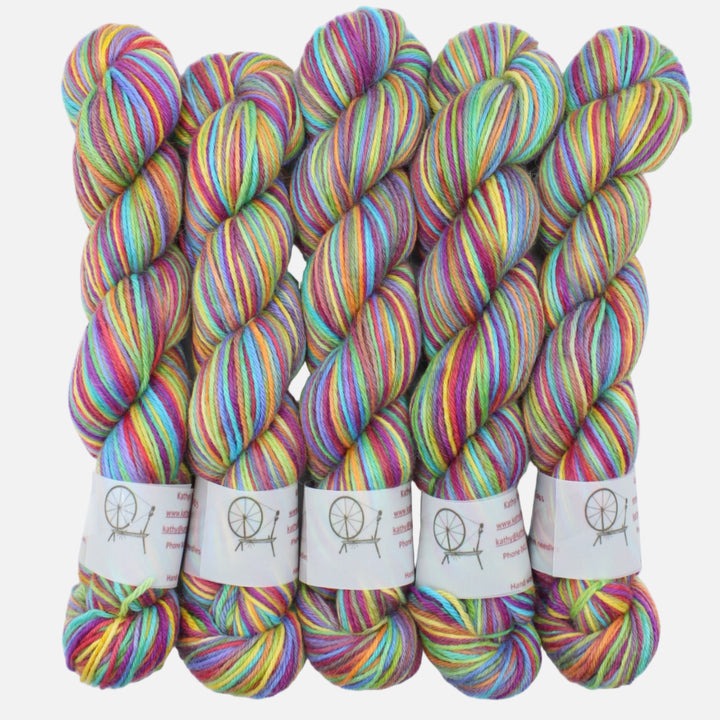 Handdyed Aplaca yarn green blue yellow purple